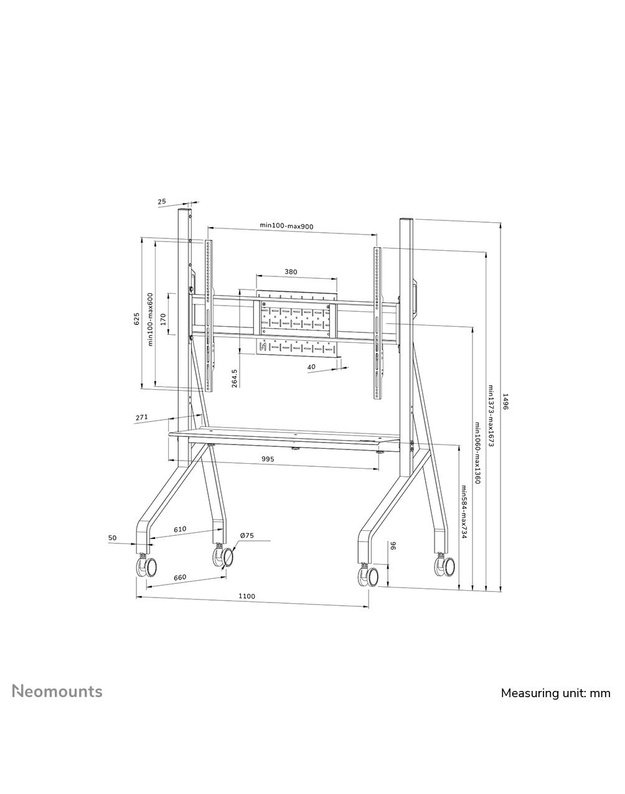 TV grindų stovas Neomounts 55-86" (FL50-525WH1)
