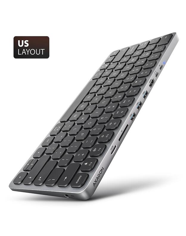 KEYBOARD + I/O HUB 9IN1/0.6M HMC-KB-US AXAGON