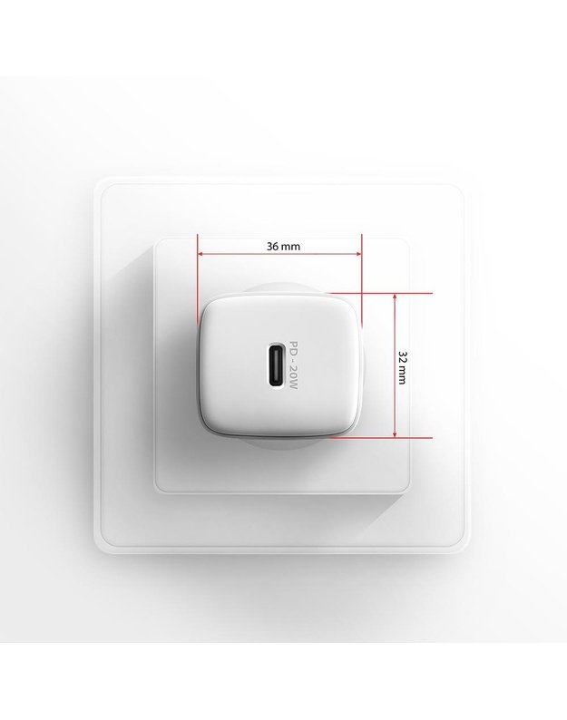 Sieninis įkroviklis Axagon USB-C 20W, 1 prievadas, baltas (ACU-PD20W)