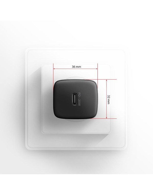 Sieninis įkroviklis Axagon USB-C 20W, 1 prievadas, juodas (ACU-PD20)
