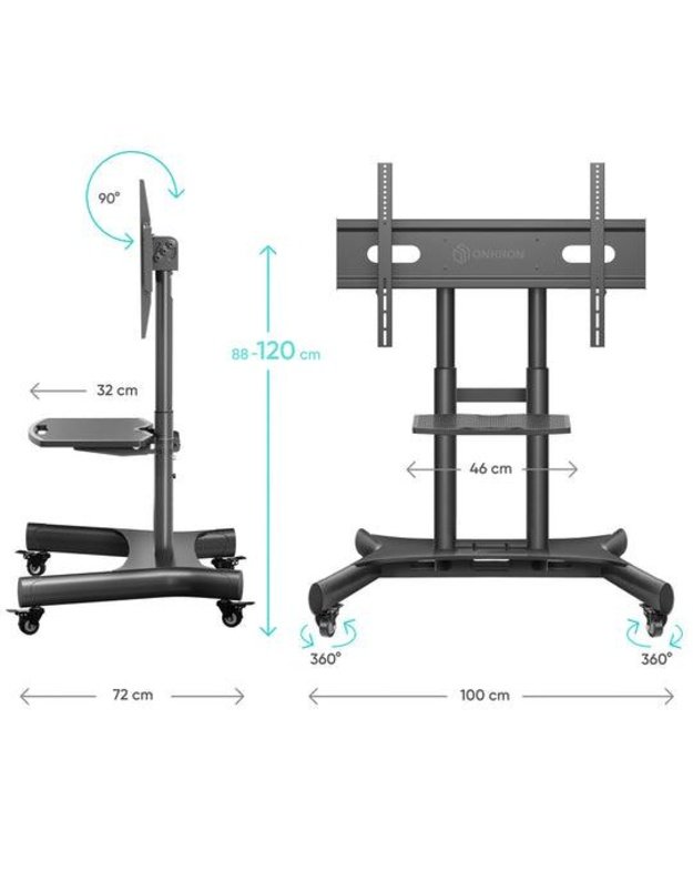 Mobilus televizoriaus stovas Onkron 50–83", juodas (TS1380-B)