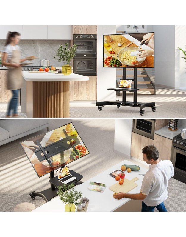 Mobilus televizoriaus stovas Onkron 50–83", juodas (TS1380-B)