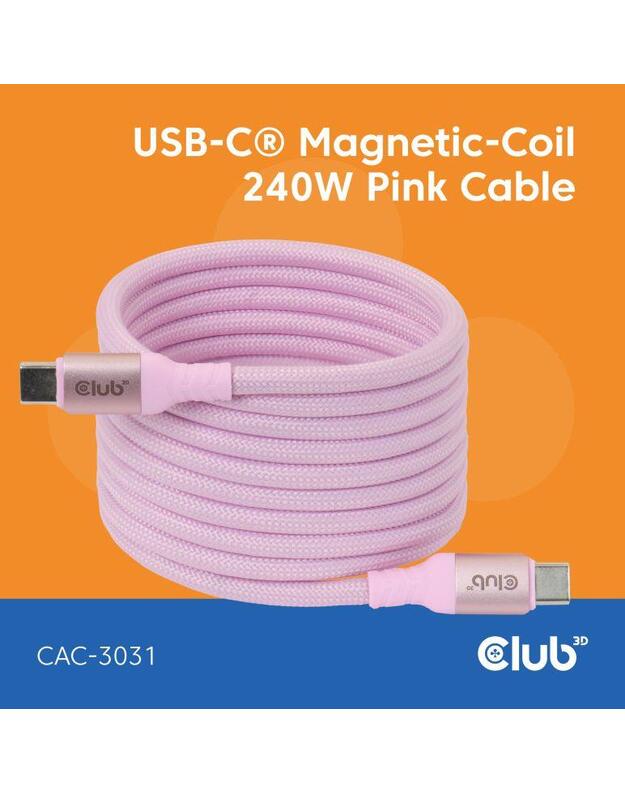 CABLE USB-C TO USB-C 2M/MAGNETIC PINK CAC-3031 CLUB3D