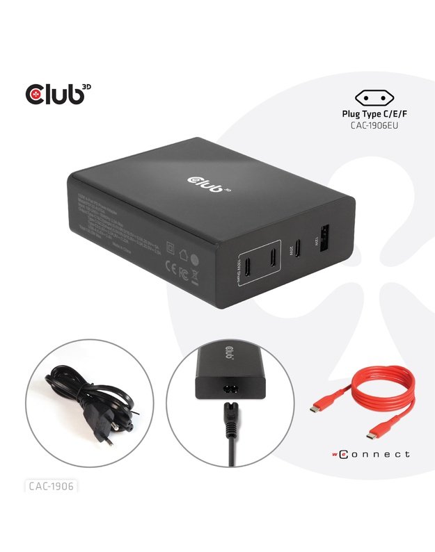 Kelioninis įkroviklis Club3D USB-C 132W GaN (CAC-1906)