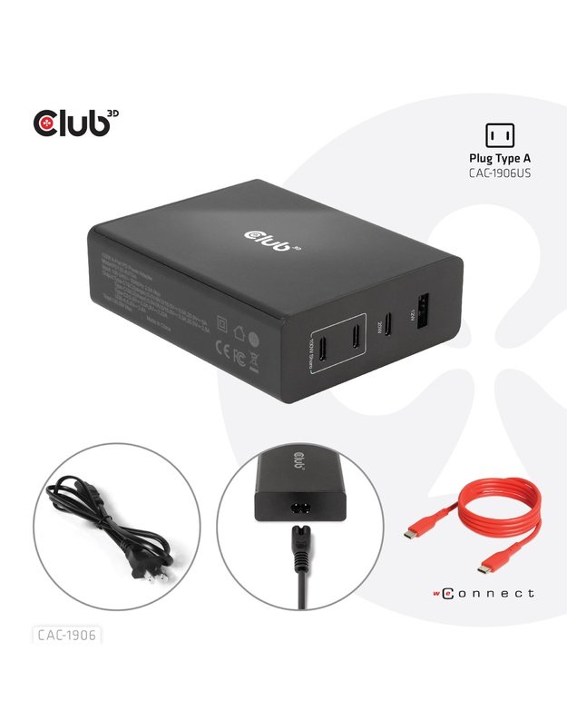Kelioninis įkroviklis Club3D USB-C 132W GaN (CAC-1906)
