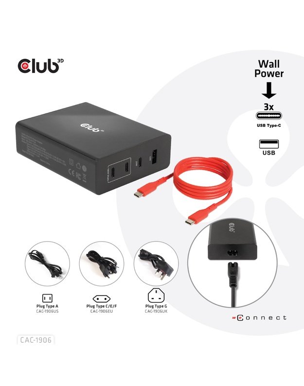 Kelioninis įkroviklis Club3D USB-C 132W GaN (CAC-1906)