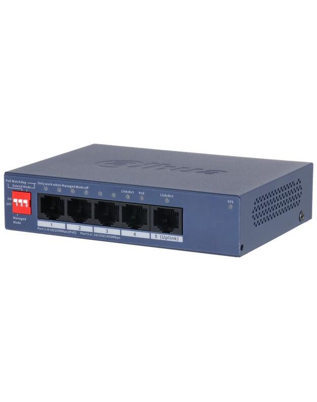 Switch|DAHUA|DH-CS4005-4ET1GT-36|Type L2|PoE ports 4|40 Watts|CS4005-4ET1GT-36