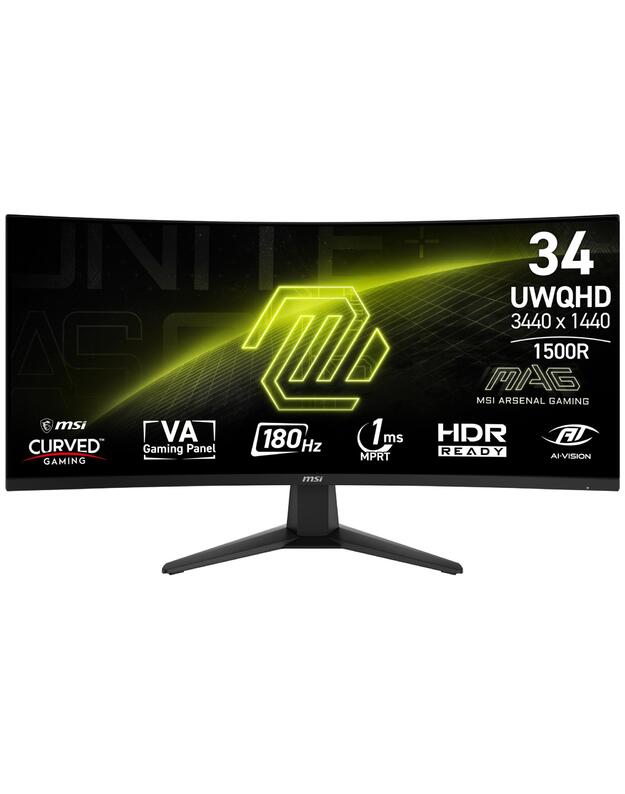 LCD Monitor|MSI|MAG 346CQ|34 |Gaming/Curved|Panel VA|3440x1440|16:9|180 Hz|1 ms|MAG346CQ