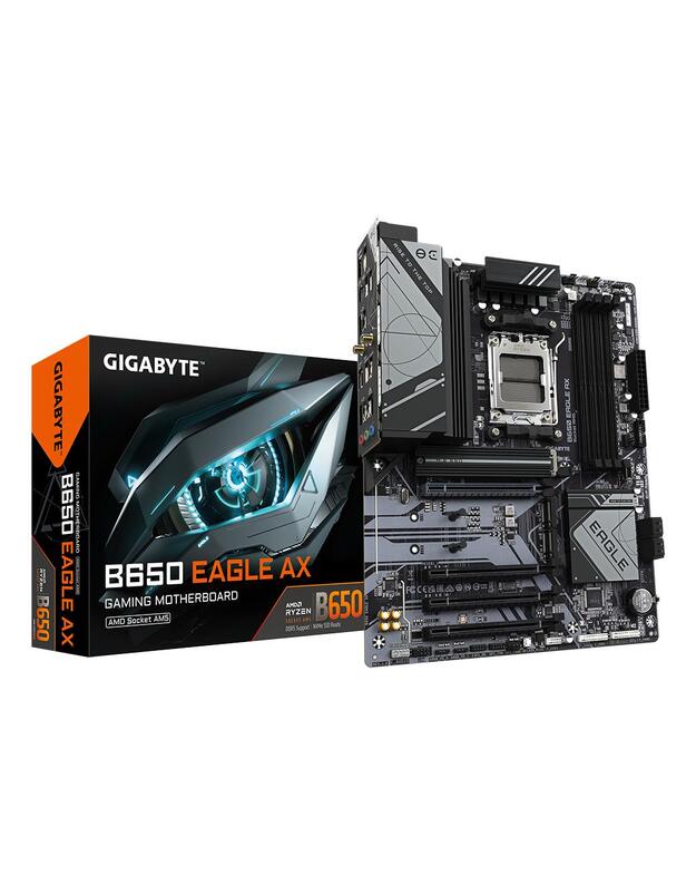 Mainboard|GIGABYTE|AMD B650|Socket AM5|ATX|RAM DDR5-SDRAM|4xSlots|Wi-Fi Yes|Bluetooth Yes|3xNumber of M.2 (M) slots|B650EAGLEAX1.2