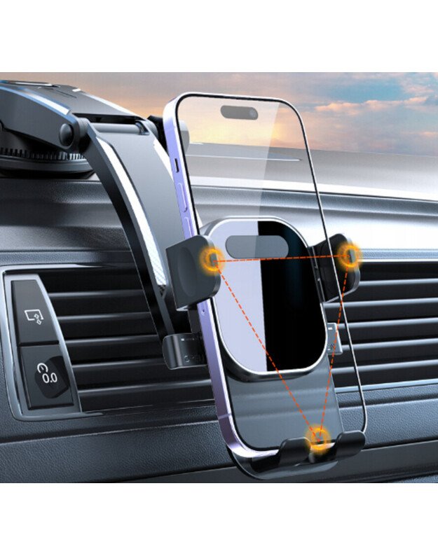 Automobilinis telefono laikiklis US ABH-376, juodas 2