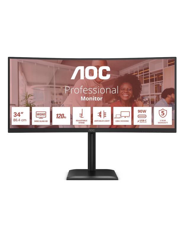 LCD Monitor|AOC|34  |3440 x 1440 pixels|UltraWide Quad HD|Native aspect ratio 21:9|LCD|Curved|CU34E4CV