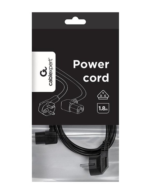 CABLE POWER ANGLED C13 1.8M/PC-186A-075-1.8M GEMBIRD