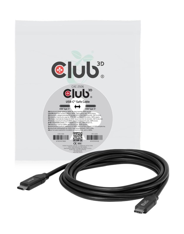 Kabelis Club3D USB-C, 2 m (CAC-2506)