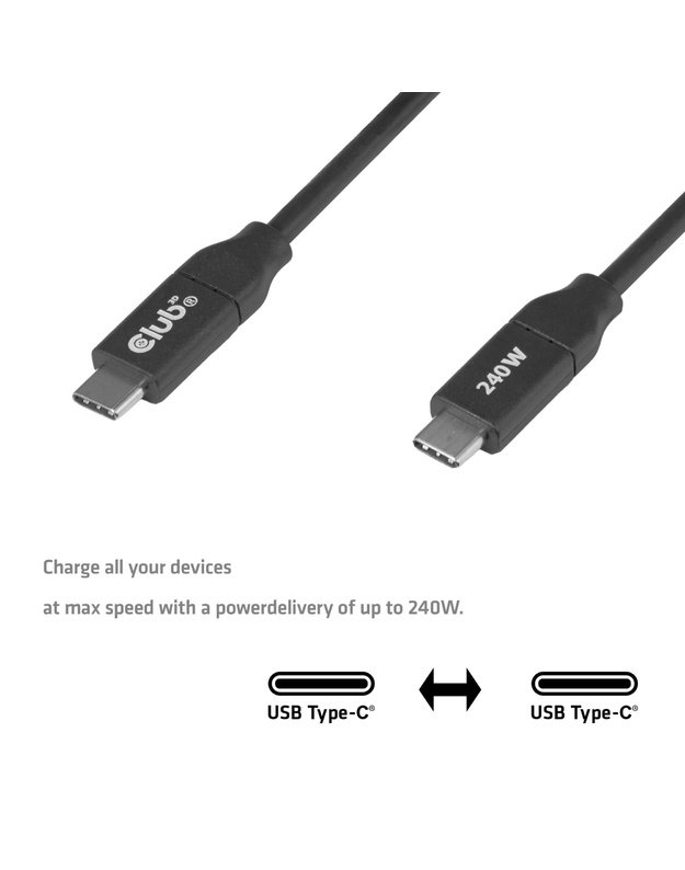 Kabelis Club3D USB-C, 2 m (CAC-2506)