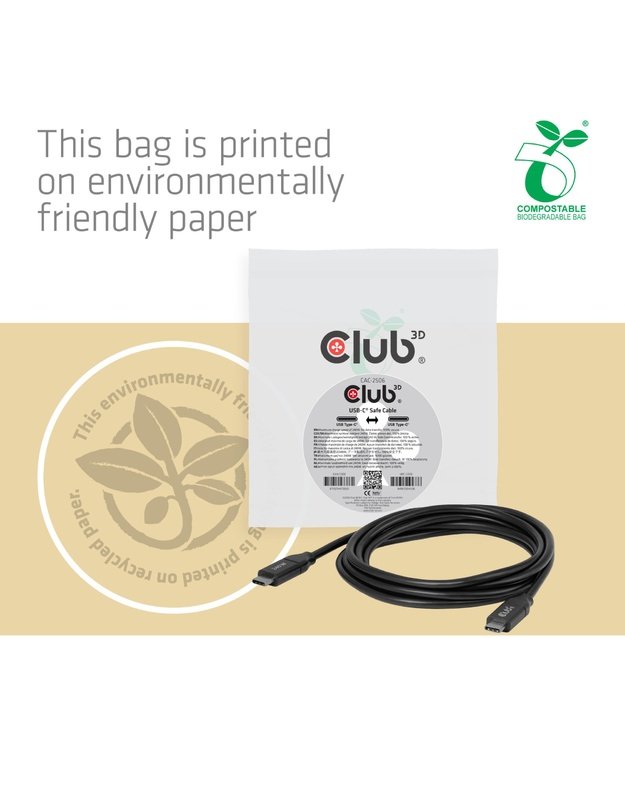 Kabelis Club3D USB-C, 2 m (CAC-2506)
