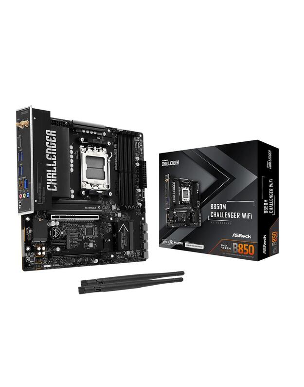 Mainboard|ASROCK|AMD B850|Socket AM5|micro ATX|RAM DDR5-SDRAM|4xSlots|Wi-Fi Yes|Bluetooth Yes|1xNumber of M.2 (M) slots|B850MCHALLENGERWIFI