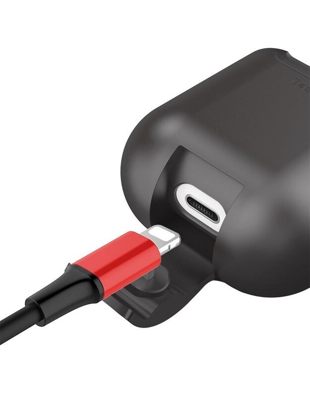 Baseus apsauginis dėklas Apple iPod ausinėms su greitu Qi įkrovimu, juodas 2