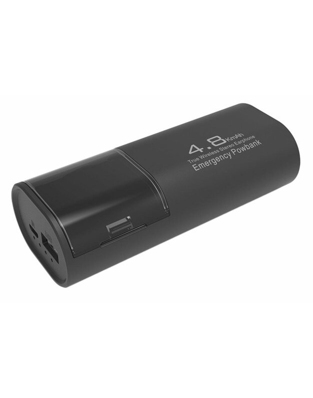 Belaidės ausinės True Wireless Earbuds Powerbank 4800mAh, juodos 3