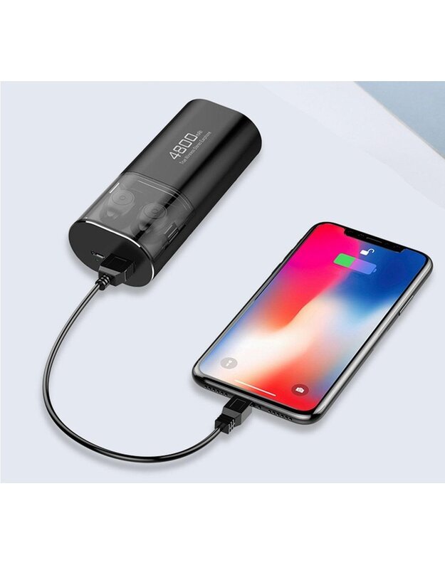 Belaidės ausinės True Wireless Earbuds Powerbank 4800mAh, juodos 4