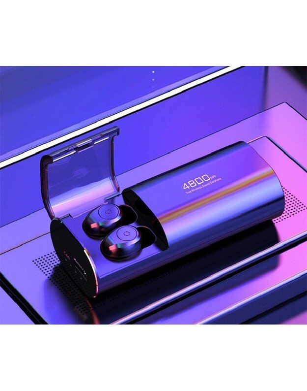 Belaidės ausinės True Wireless Earbuds Powerbank 4800mAh, juodos 5