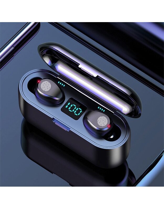 Belaidės Ausinės True Wireless Headset BT5.1 F9, juodos 5