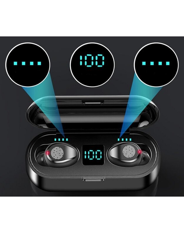 Belaidės Ausinės True Wireless Headset BT5.1 F9, juodos 7