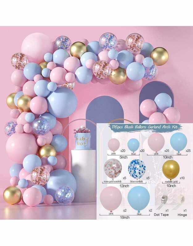 Набор воздушных шаров Macaron Pastel mix Theme (116 шт.)