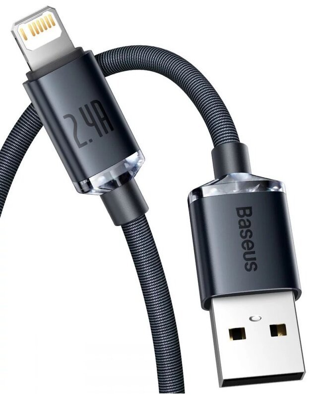 USB laidas BASEUS CRYSTAL SHINE LIGHTNING 120cm Juodas 1