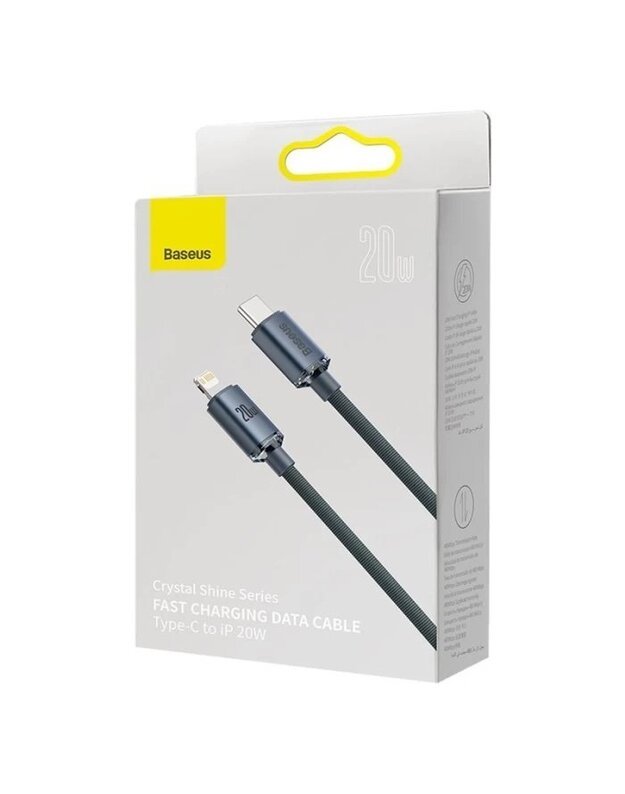 „Baseus Type-C“ – „Lightning Cable“, „Crystal Shine“ serijos greito įkrovimo laidas, 20 W 2 m, juodas (CAJY000301) 3