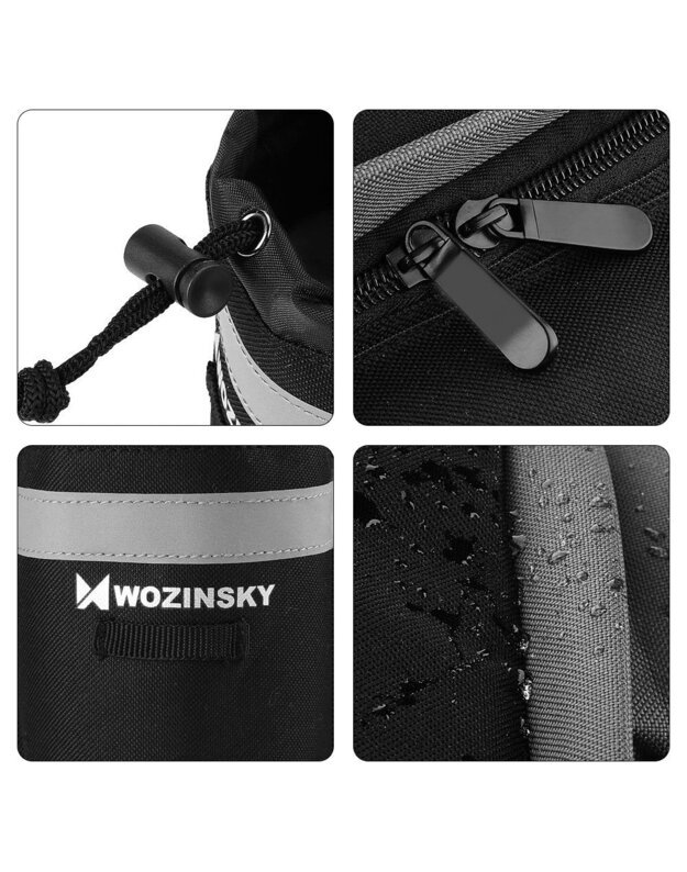 Dviračio galinės bagažinės krepšys su peties dirželiu ir butelio dėklu 6L, juodas 7