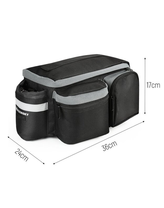 Dviračio galinės bagažinės krepšys su peties dirželiu ir butelio dėklu 6L, juodas 4