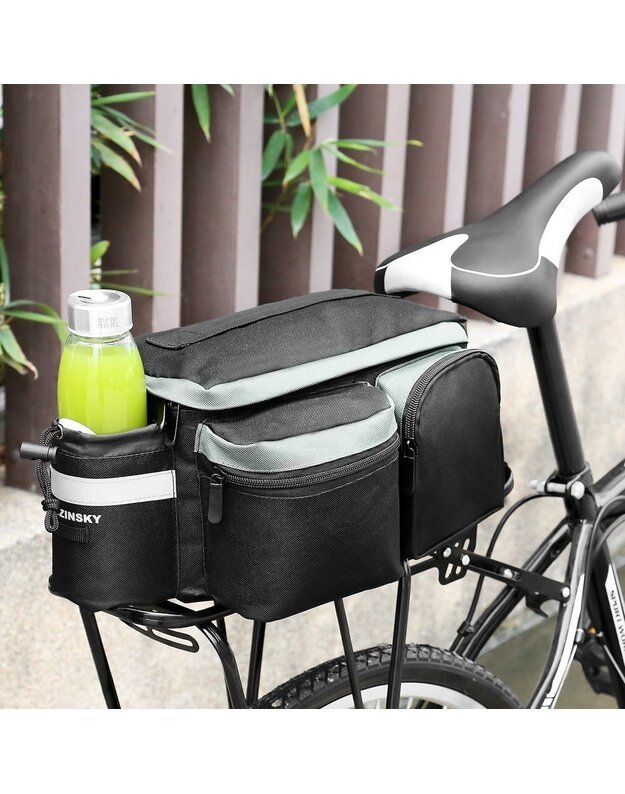 Dviračio galinės bagažinės krepšys su peties dirželiu ir butelio dėklu 6L, juodas 2