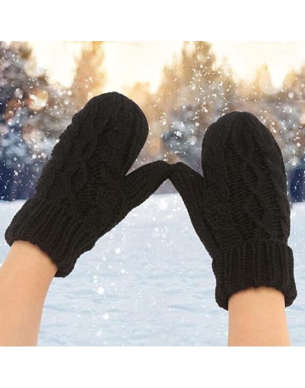 Kumštinės žieminės pirštinės C123080016-6, juodos 2