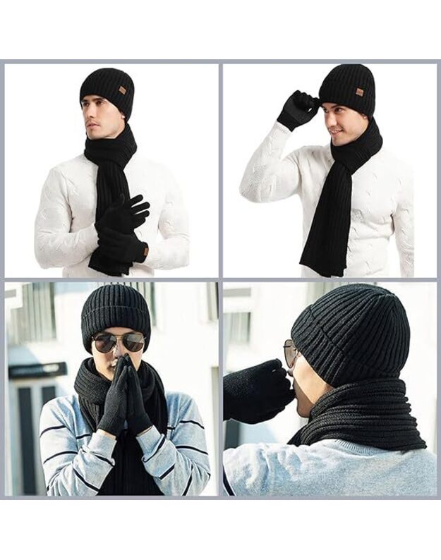 Žiemos rinkinys (pirštinės, šalikas, kepurė) M1211042, juoda 2