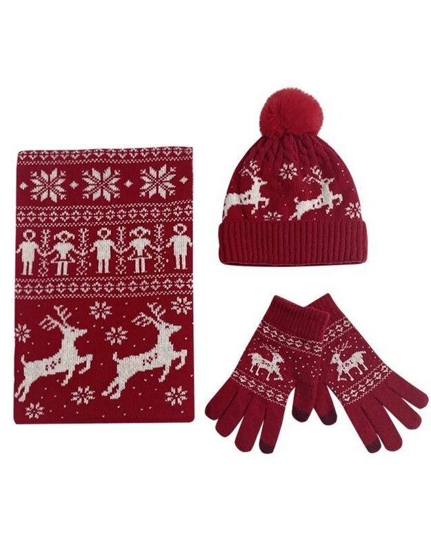 Žiemos rinkinys (pirštinės, šalikas, kepurė) M108001, raudonas 1