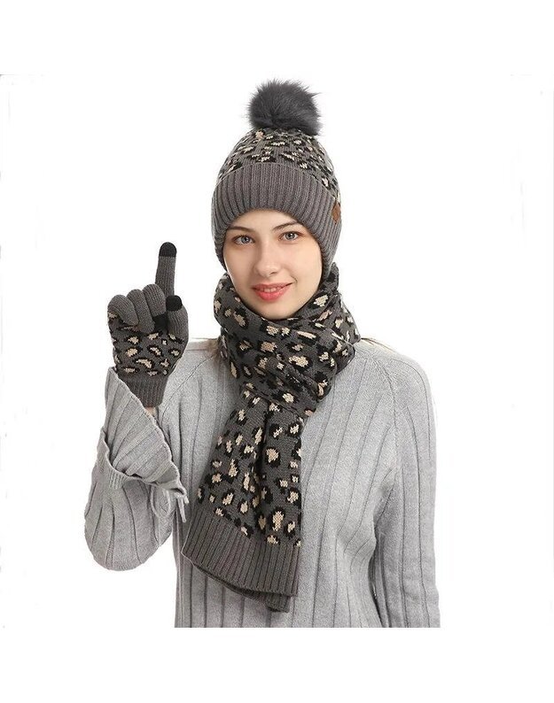 Žiemos rinkinys (pirštinės, šalikas, kepurė)  M108006, pilka 1