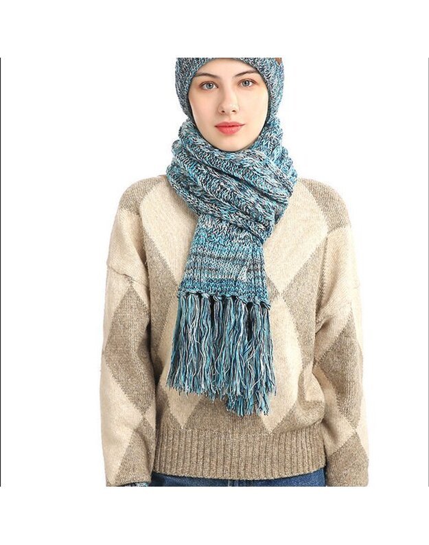 Žiemos rinkinys (pirštinės, šalikas, kepurė), mėlyna/pilka M1211043-2 2