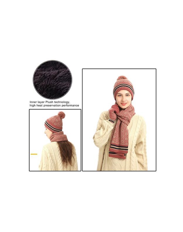Žiemos rinkinys (pirštinės, šalikas, kepurė), rožinė M1211031-1 2