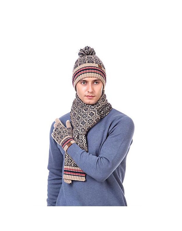 Žiemos rinkinys (pirštinės, šalikas, kepurė), smėlio spalvos M1211031-2 4