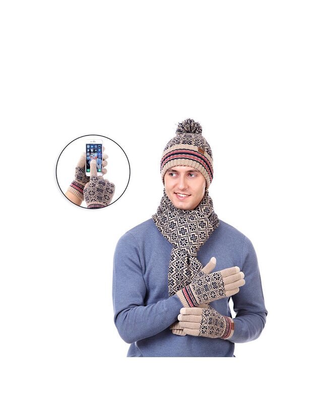 Žiemos rinkinys (pirštinės, šalikas, kepurė), smėlio spalvos M1211031-2 3