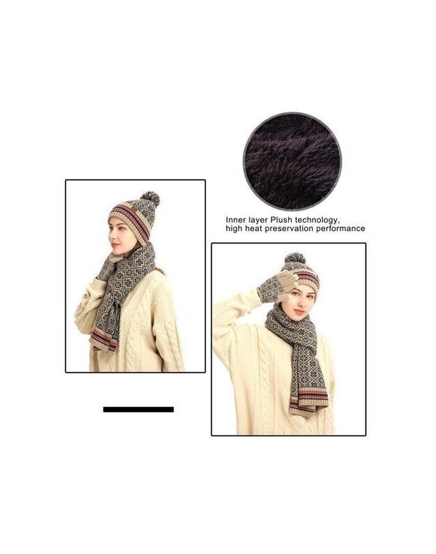 Žiemos rinkinys (pirštinės, šalikas, kepurė), smėlio spalvos M1211031-2 5