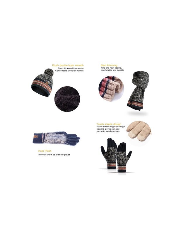 Žiemos rinkinys (pirštinės, šalikas, kepurė), tamsiai mėlyna M1211031-3 3