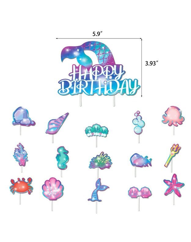 Undinėlės vakarėlio dekoravimo balionų rinkinys (39 vnt) 4