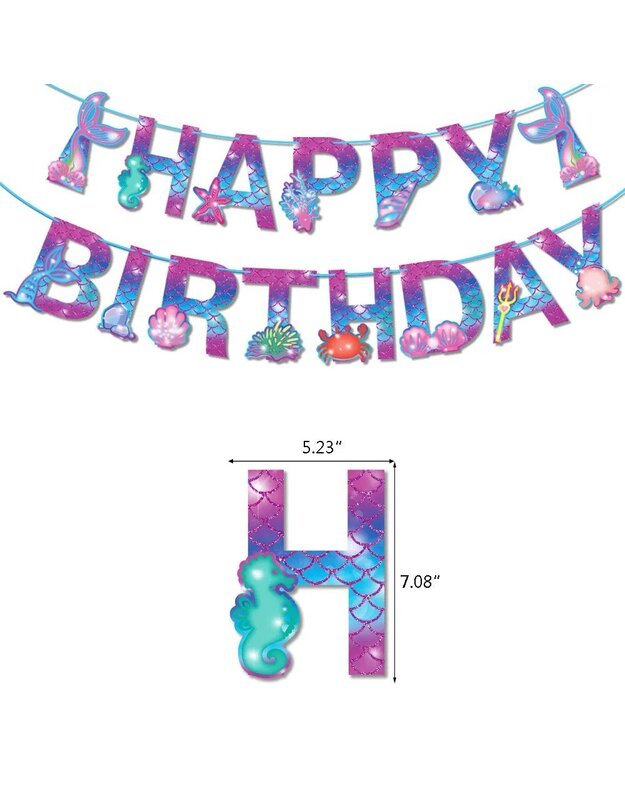 Undinėlės vakarėlio dekoravimo balionų rinkinys (39 vnt) 3