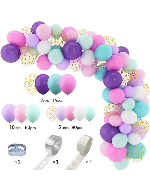 Macaron Pastel balionų rinkinys šventėms  (164pcs) 2