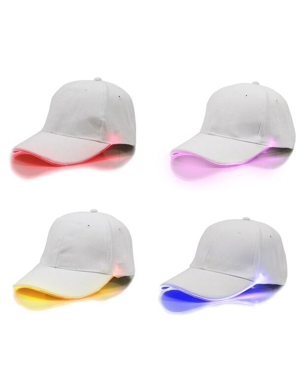 RGB LED beisbolo kepurė su snapeliu, balta 3