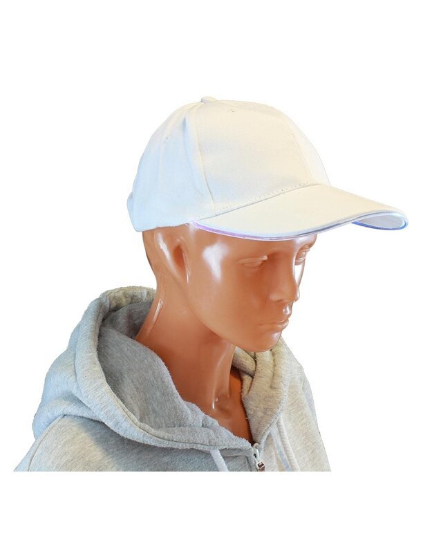 RGB LED beisbolo kepurė su snapeliu, balta 4