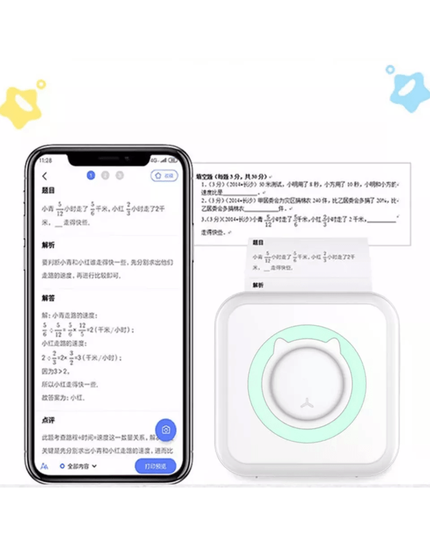 Cat Mini Printer Портативный термопринтер для детей, синий