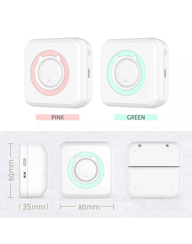 Cat Mini Printer Портативный термопринтер для детей, синий