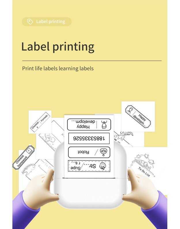 Nešiojamas vaikiškas terminis spausdintuvas Cat Mini Printer X7B, mėlynas + DOVANA (3 spalvoti rulonėliai)  8